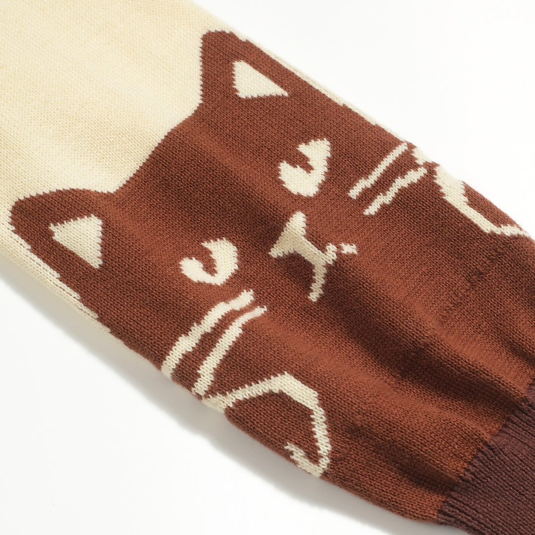 Women's apricot kitten vintage jacquard cardigan