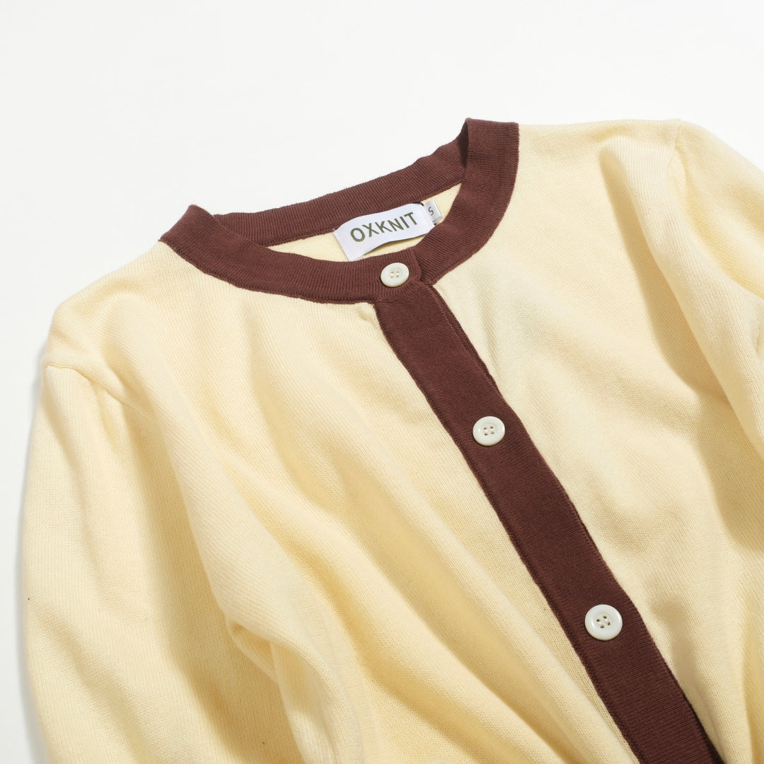 Women's apricot kitten vintage jacquard cardigan