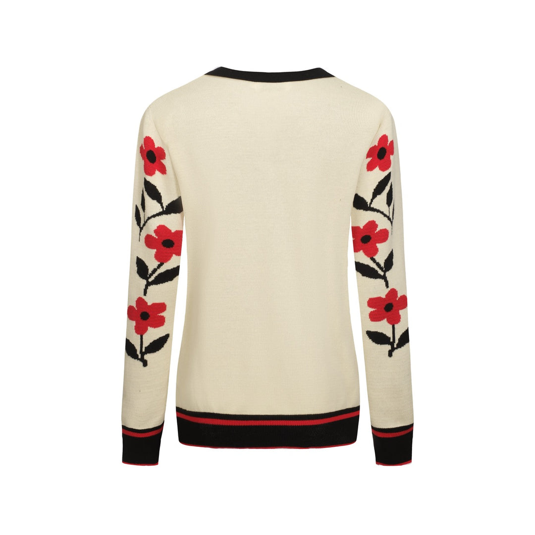 Polo de mujer con cuello de pico en punto jacquard art color albaricoque