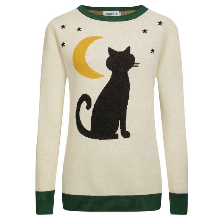 Women's apricot night cat vintage knitwear