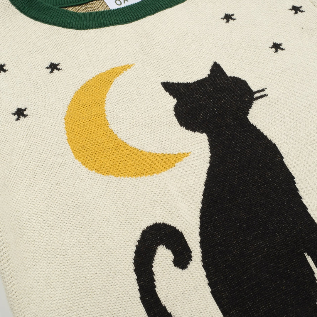 Women's apricot night cat vintage knitwear