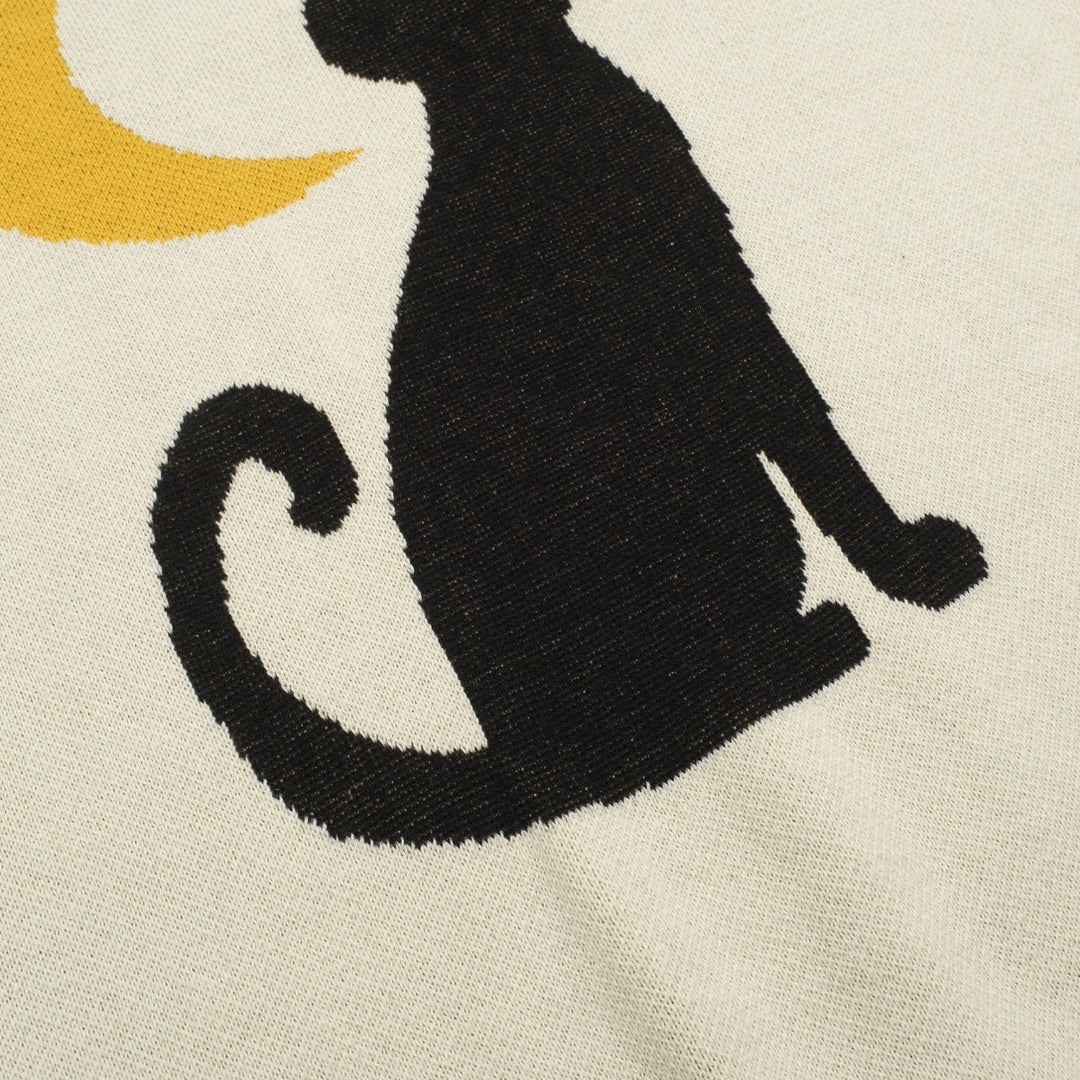 Women's apricot night cat vintage knitwear