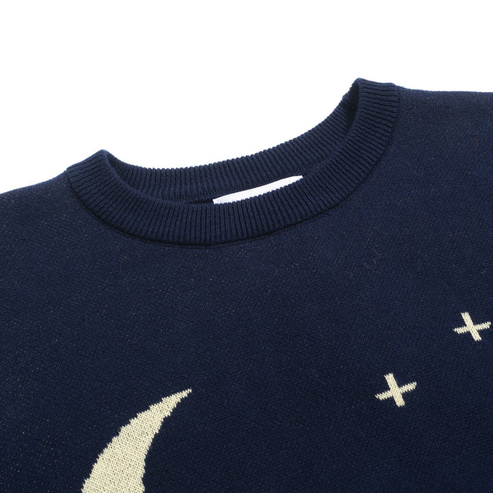 Mörkblå stickade plagg i jacquard för kvinnor