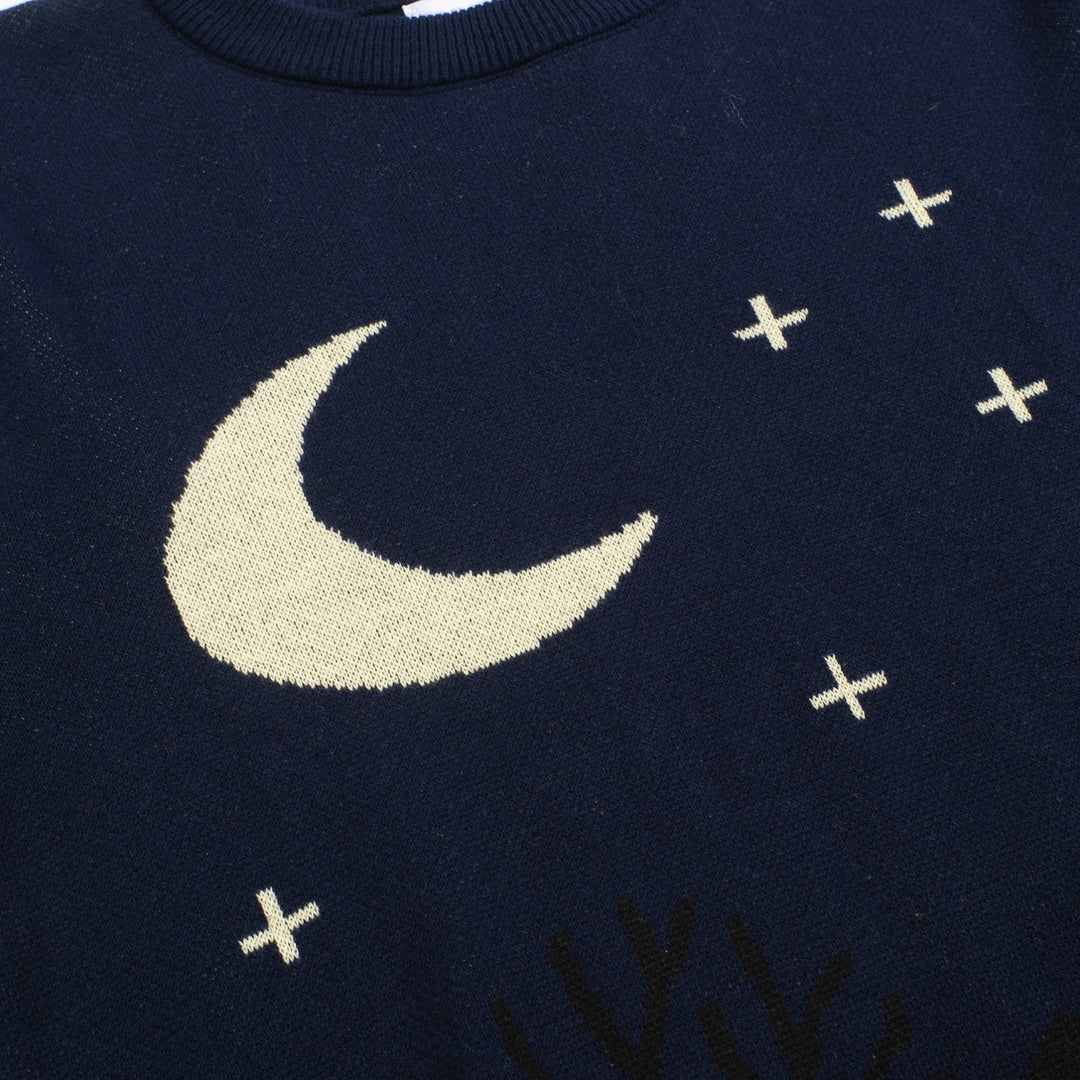 Mörkblå stickade plagg i jacquard för kvinnor