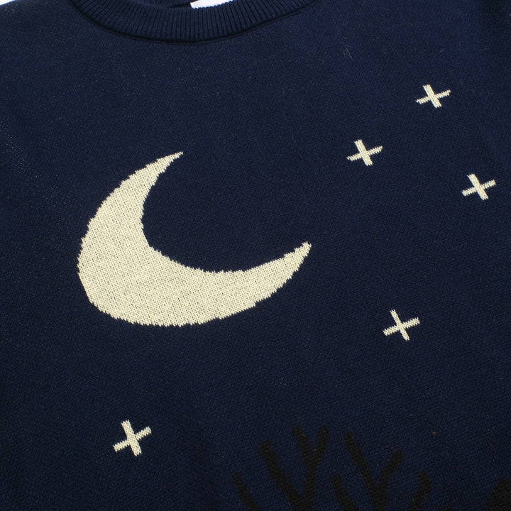 Mörkblå stickade plagg i jacquard för kvinnor