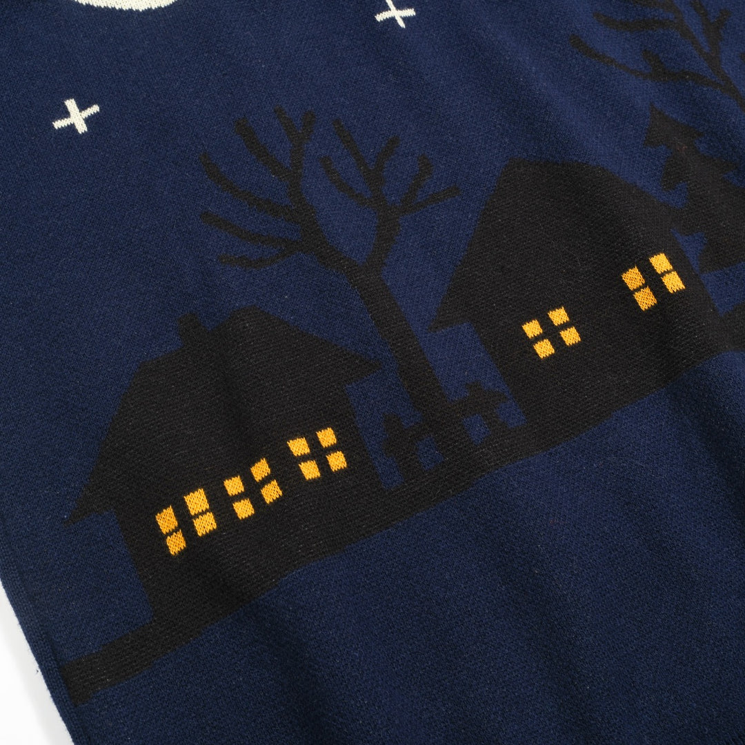 Mörkblå stickade plagg i jacquard för kvinnor