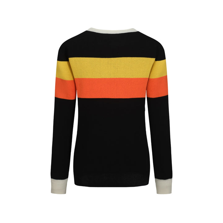 Jersey de punto jacquard con murciélago de Halloween negro para mujer