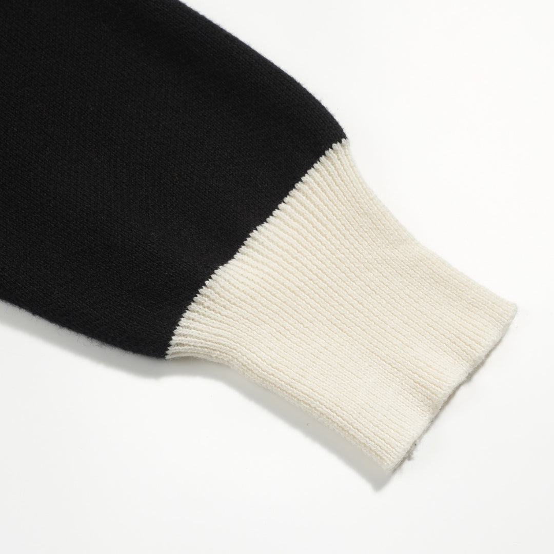 Jersey de punto jacquard con murciélago de Halloween negro para mujer