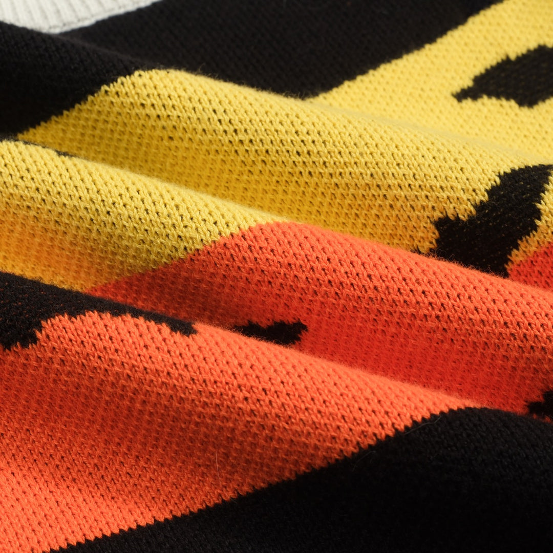 Jersey de punto jacquard con murciélago de Halloween negro para mujer