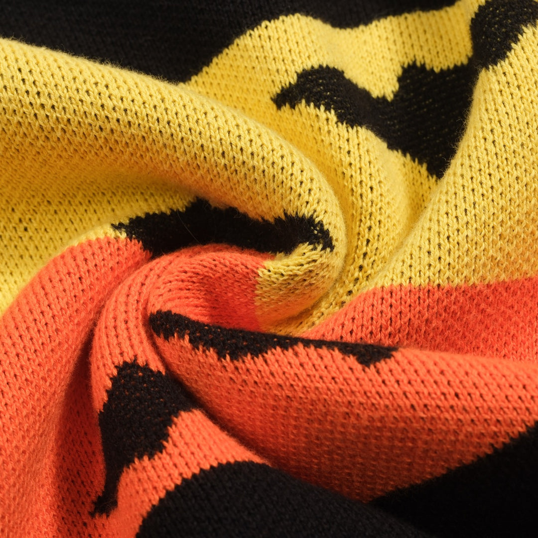 Jersey de punto jacquard con murciélago de Halloween negro para mujer