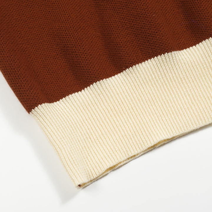 Men's brown coconut jacquard vintage casual knitwear