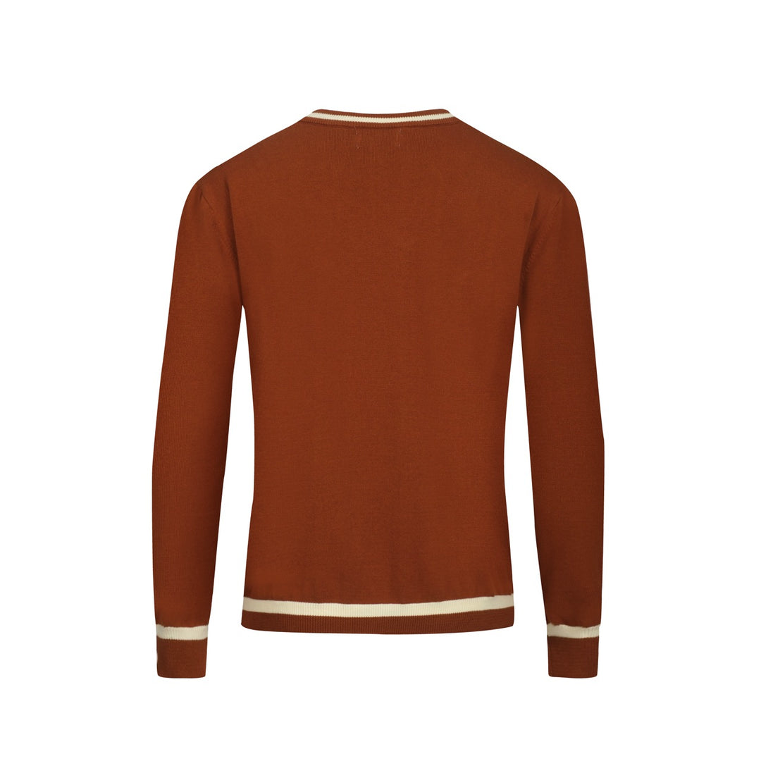 Men's brown French bulldog jacquard vintage knitwear