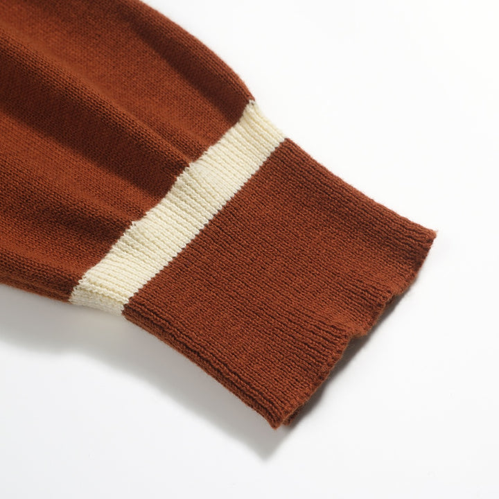 Men's brown French bulldog jacquard vintage knitwear