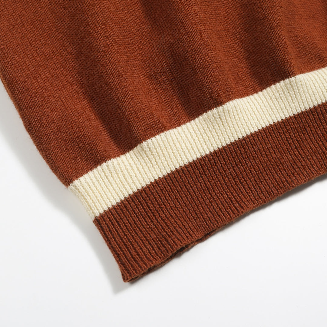 Men's brown French bulldog jacquard vintage knitwear