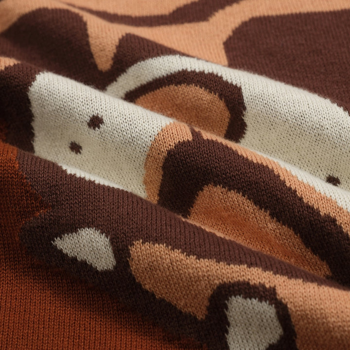 Men's brown French bulldog jacquard vintage knitwear