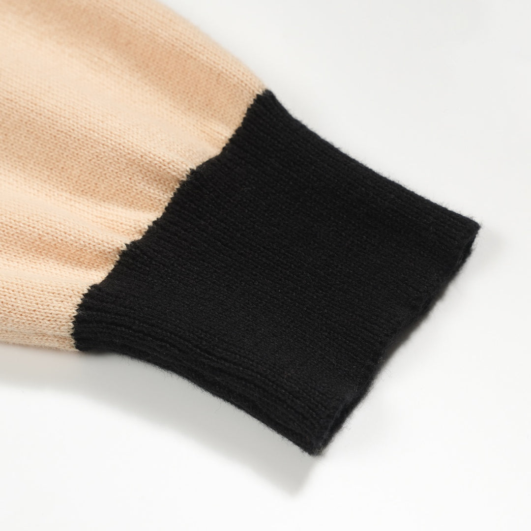 Men's apricot vintage square jacquard knit polo shirt