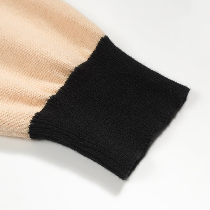 Men's apricot vintage square jacquard knit polo shirt