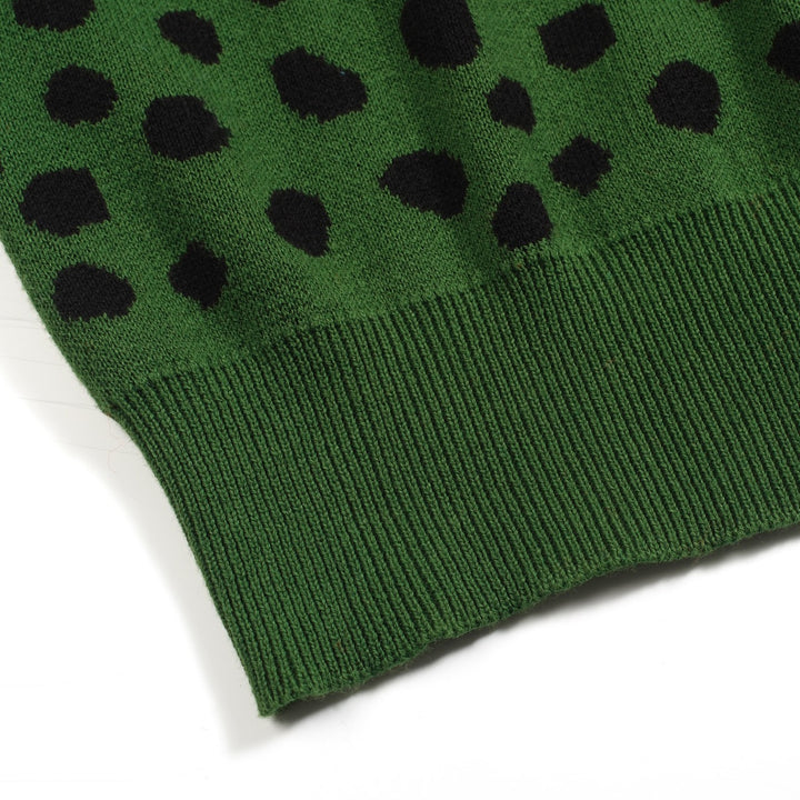 Men's green vintage leopard print jacquard knitwear