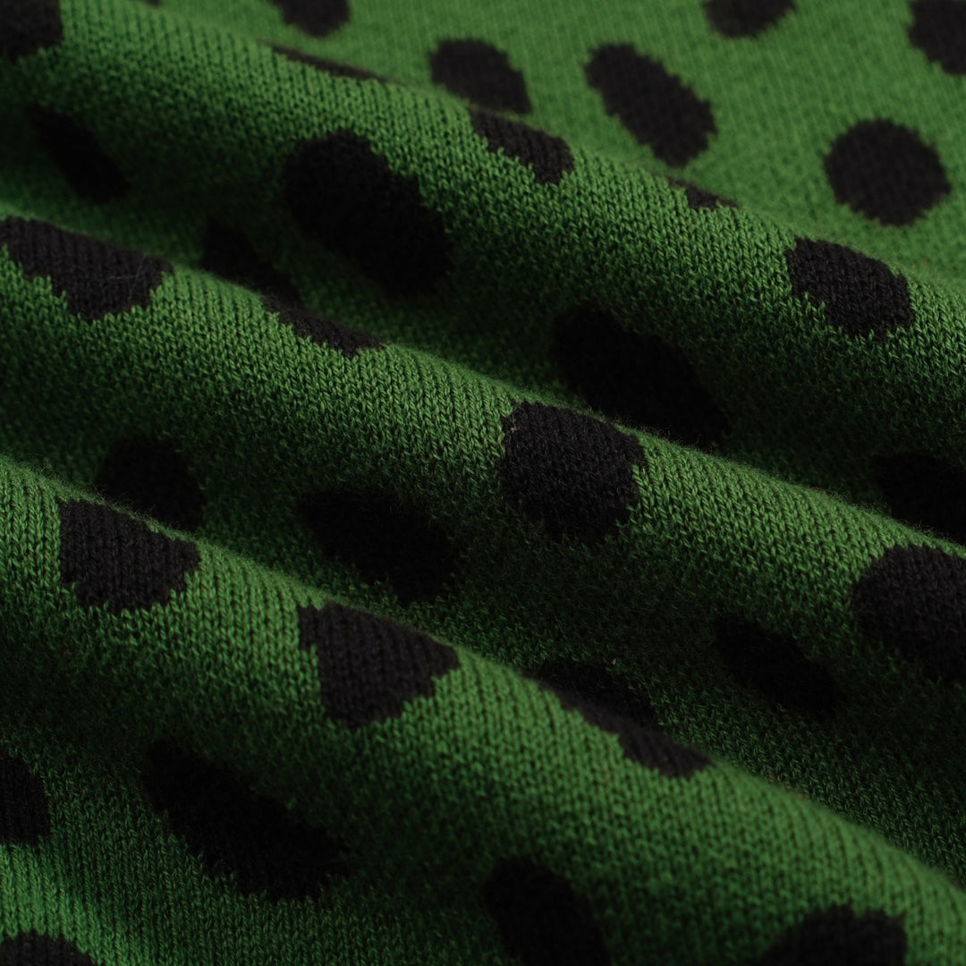 Men's green vintage leopard print jacquard knitwear
