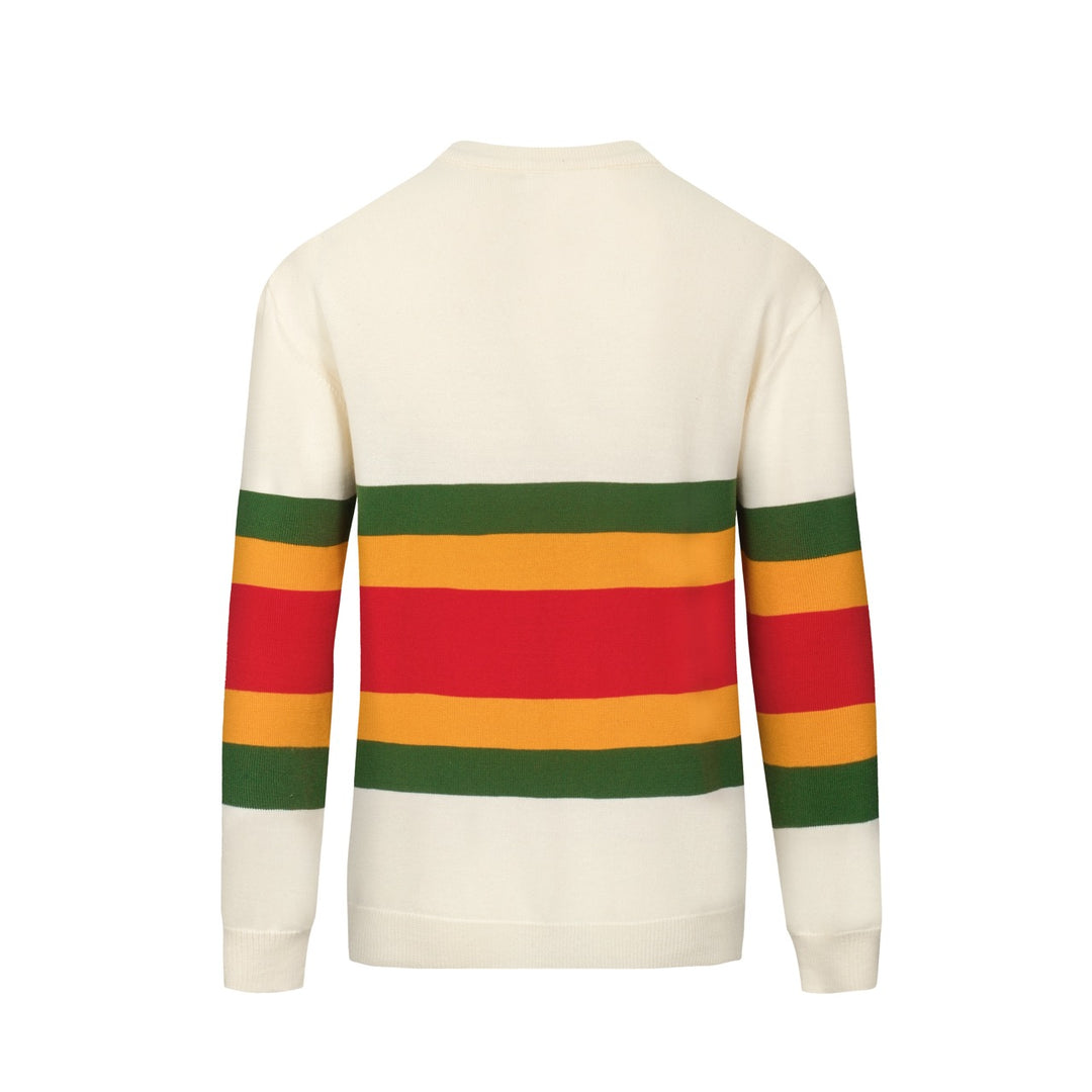 Men's white vintage aesthetic striped casual knitwear
