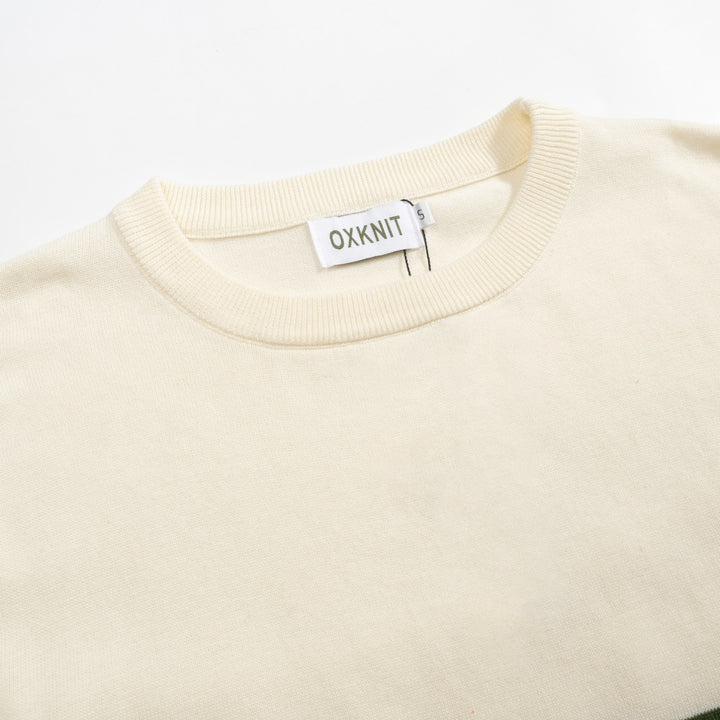 Men's white vintage aesthetic striped casual knitwear