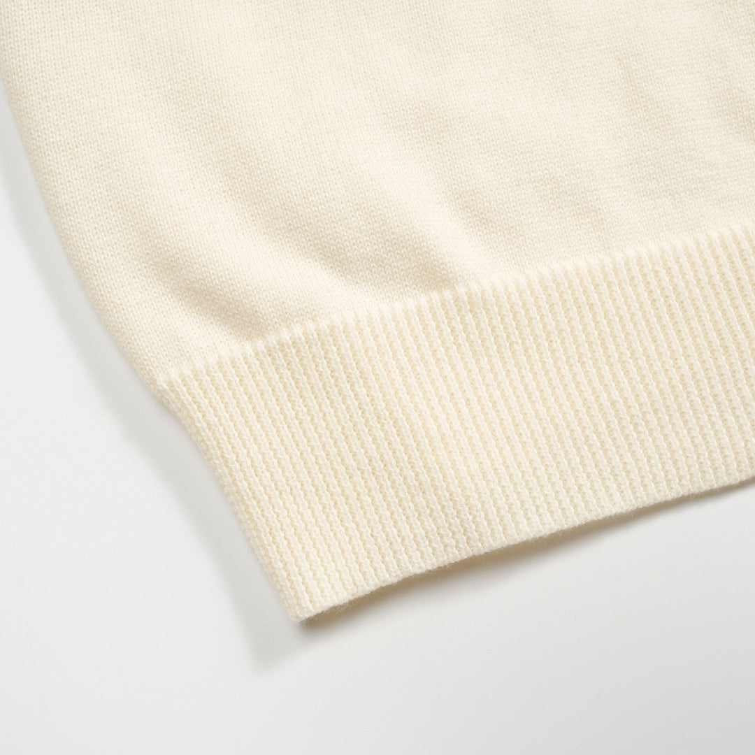 Men's white vintage aesthetic striped casual knitwear