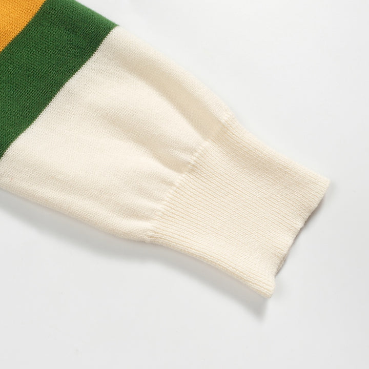 Men's white vintage aesthetic striped casual knitwear