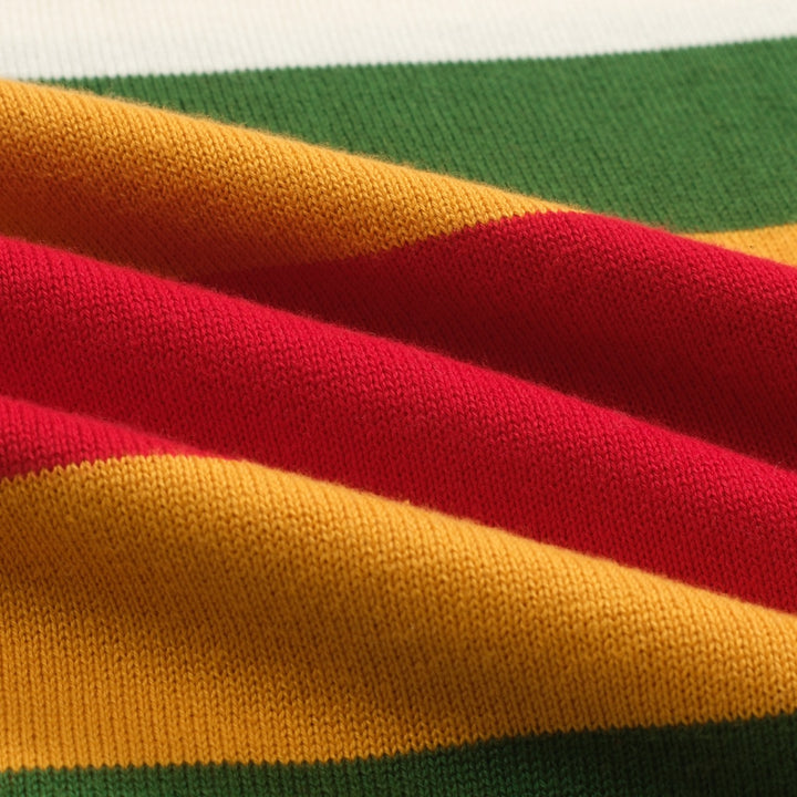 Men's white vintage aesthetic striped casual knitwear