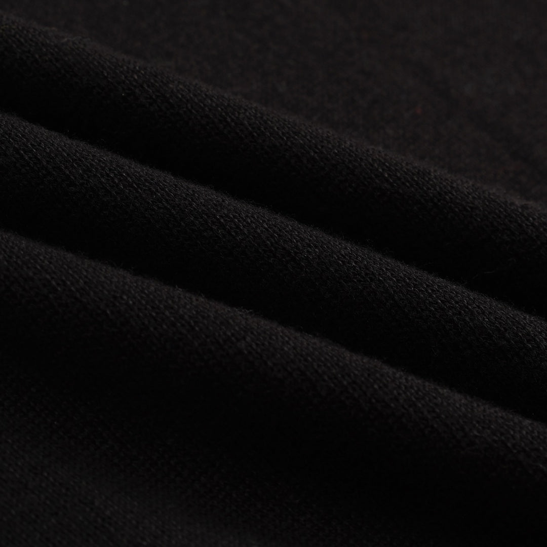 Men's black embroidered black cat head casual knitwear