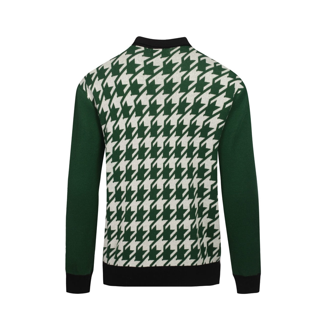Men's vintage green vintage jacquard knitted cardigan