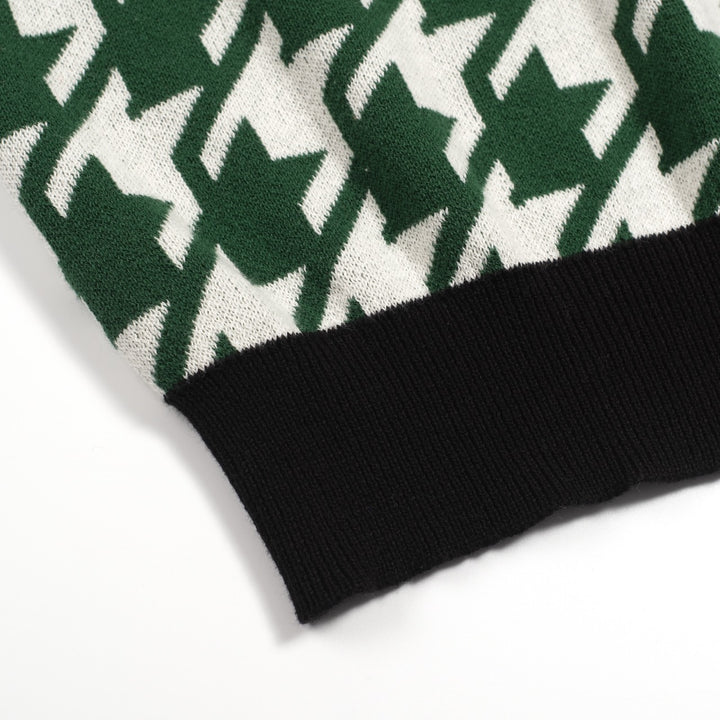 Men's vintage green vintage jacquard knitted cardigan