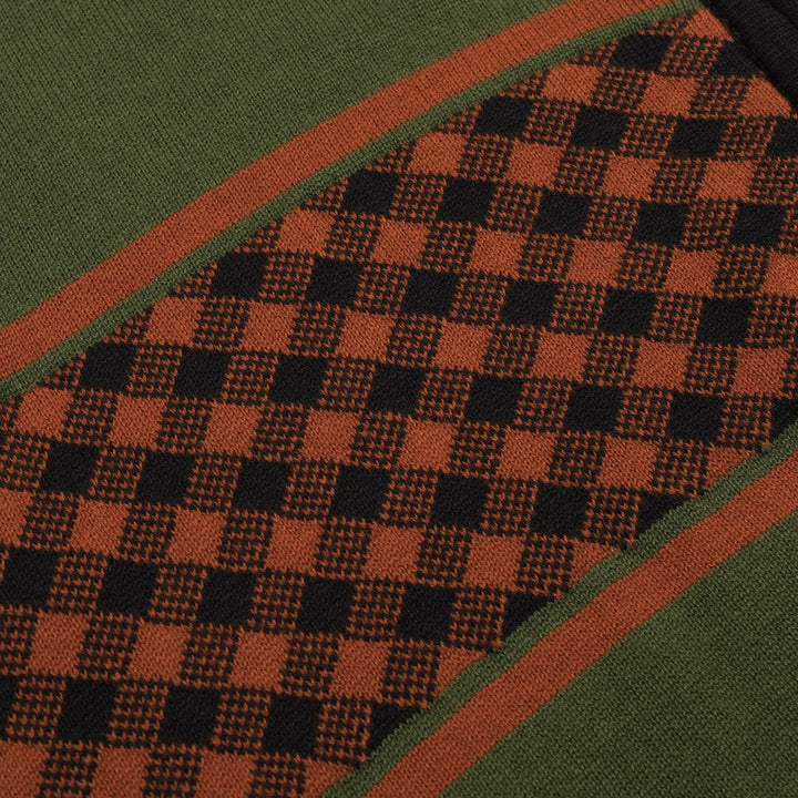 Men's green retro grid jacquard knitted cardigan