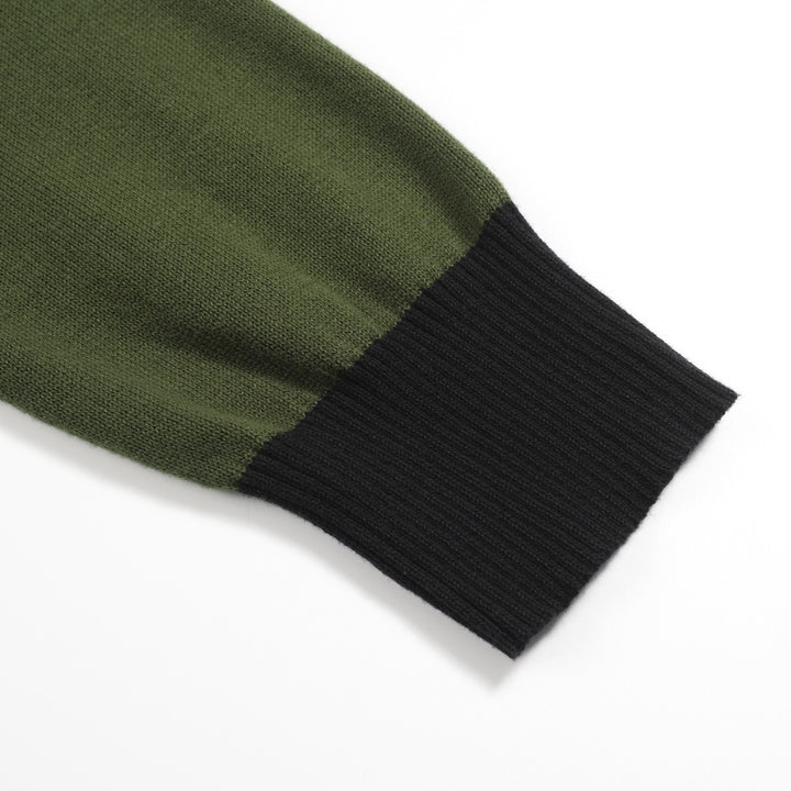 Men's green retro grid jacquard knitted cardigan