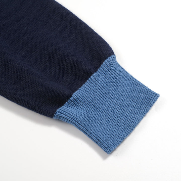 Men's blue art vintage jacquard striped knitted cardigan