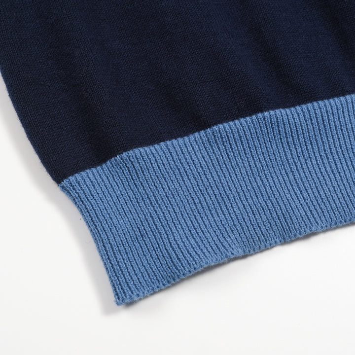 Men's blue art vintage jacquard striped knitted cardigan