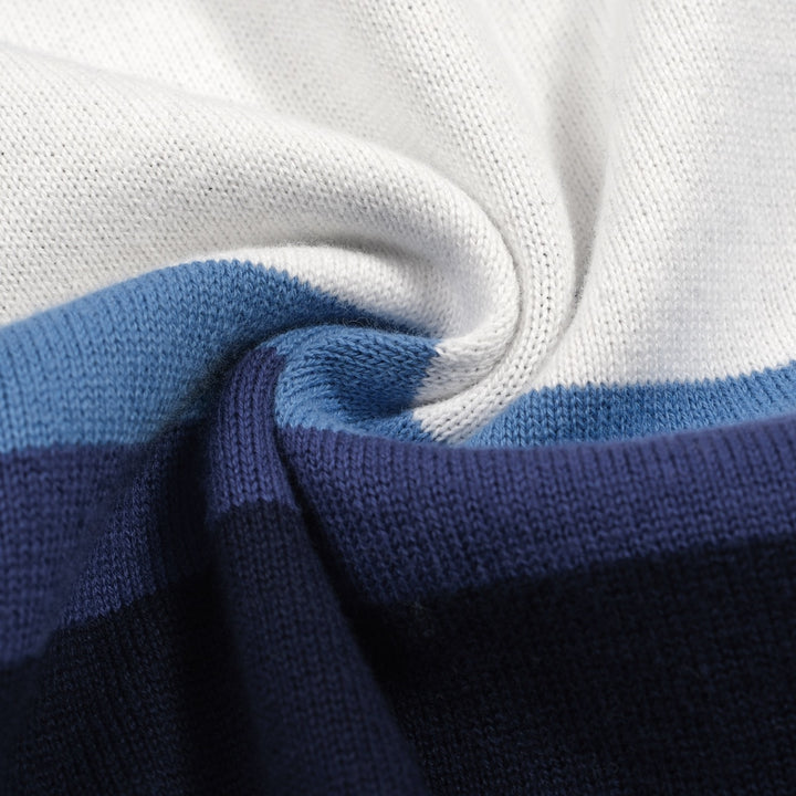 Men's blue art vintage jacquard striped knitted cardigan