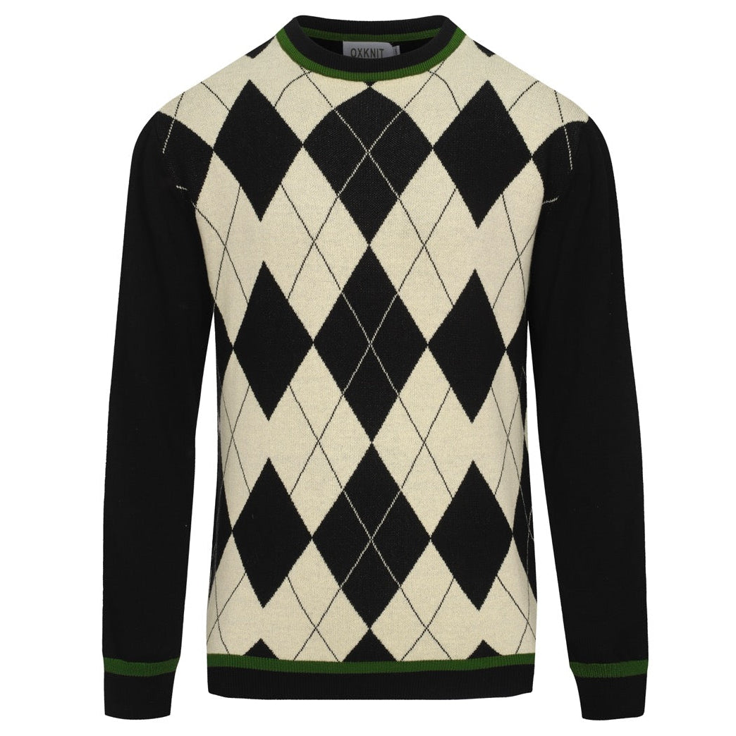 Men's black vintage art jacquard casual knitwear