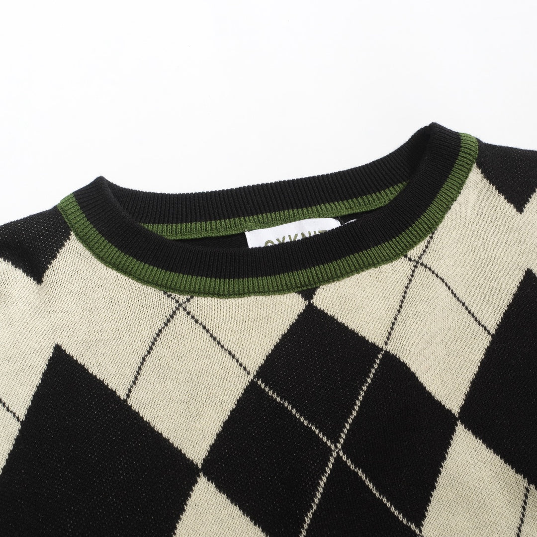 Men's black vintage art jacquard casual knitwear