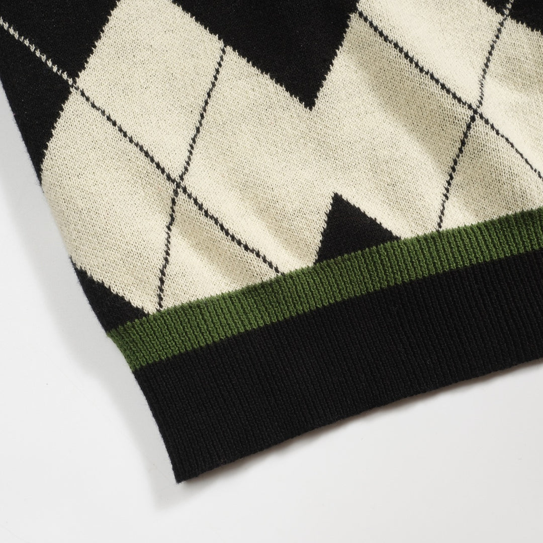 Men's black vintage art jacquard casual knitwear