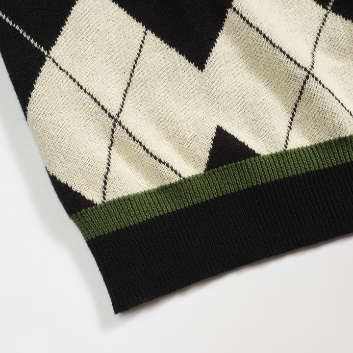 Men's black vintage art jacquard casual knitwear