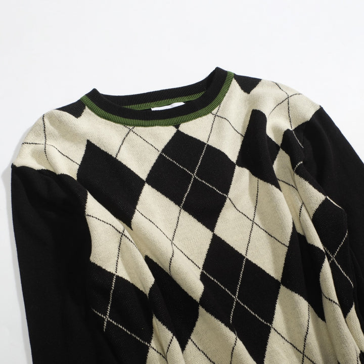 Men's black vintage art jacquard casual knitwear