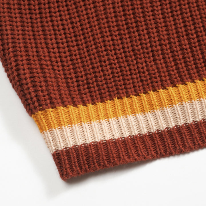 Polo da uomo a righe marrone stile retrò college