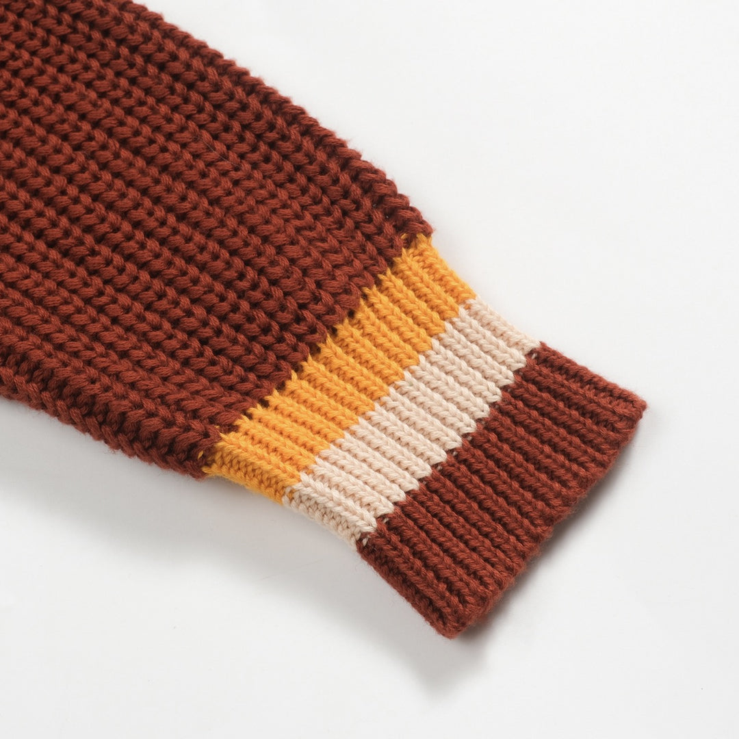 Polo da uomo a righe marrone stile retrò college