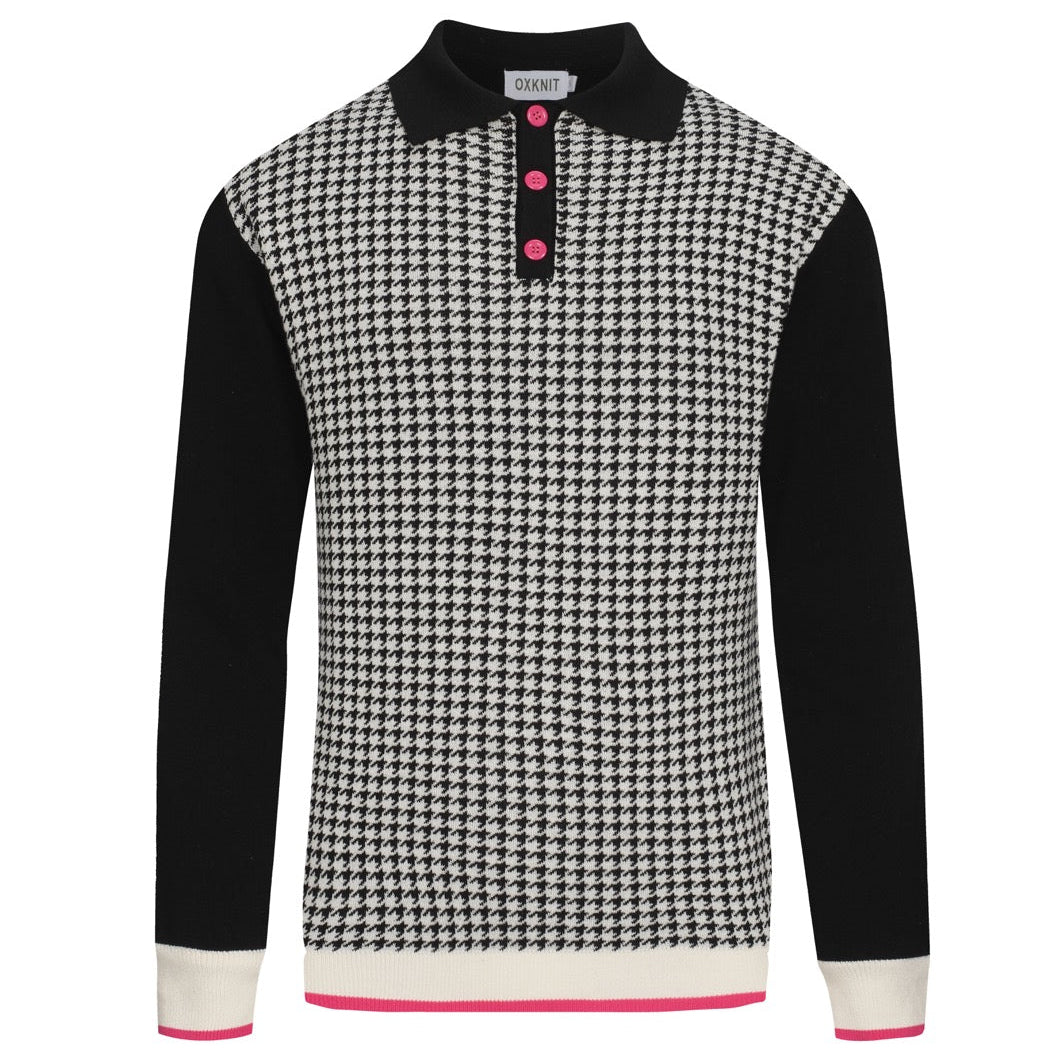 Svart street retro strikket poloskjorte for menn