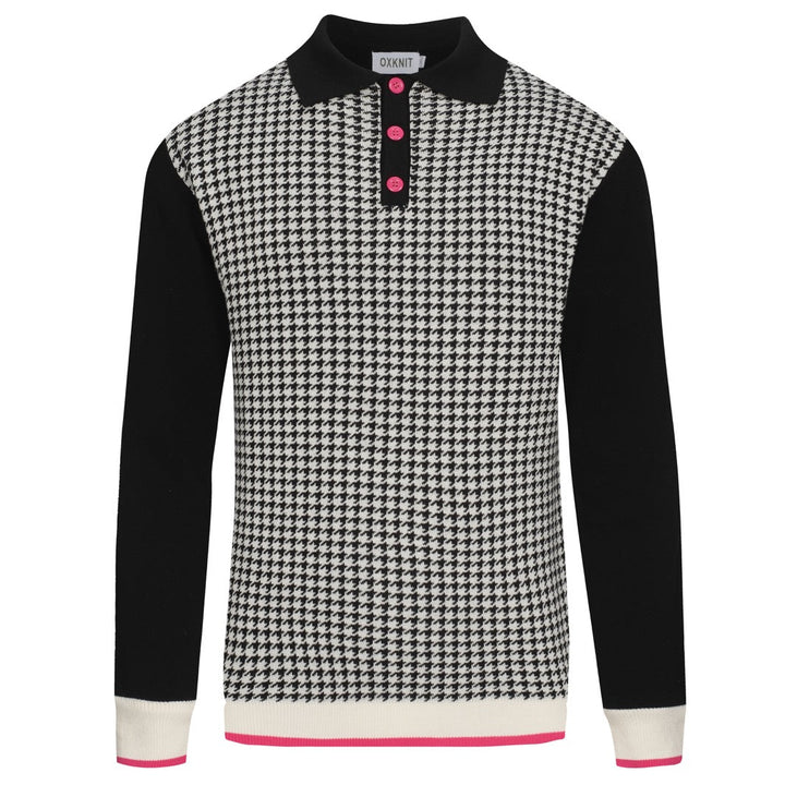 Svart street retro strikket poloskjorte for menn