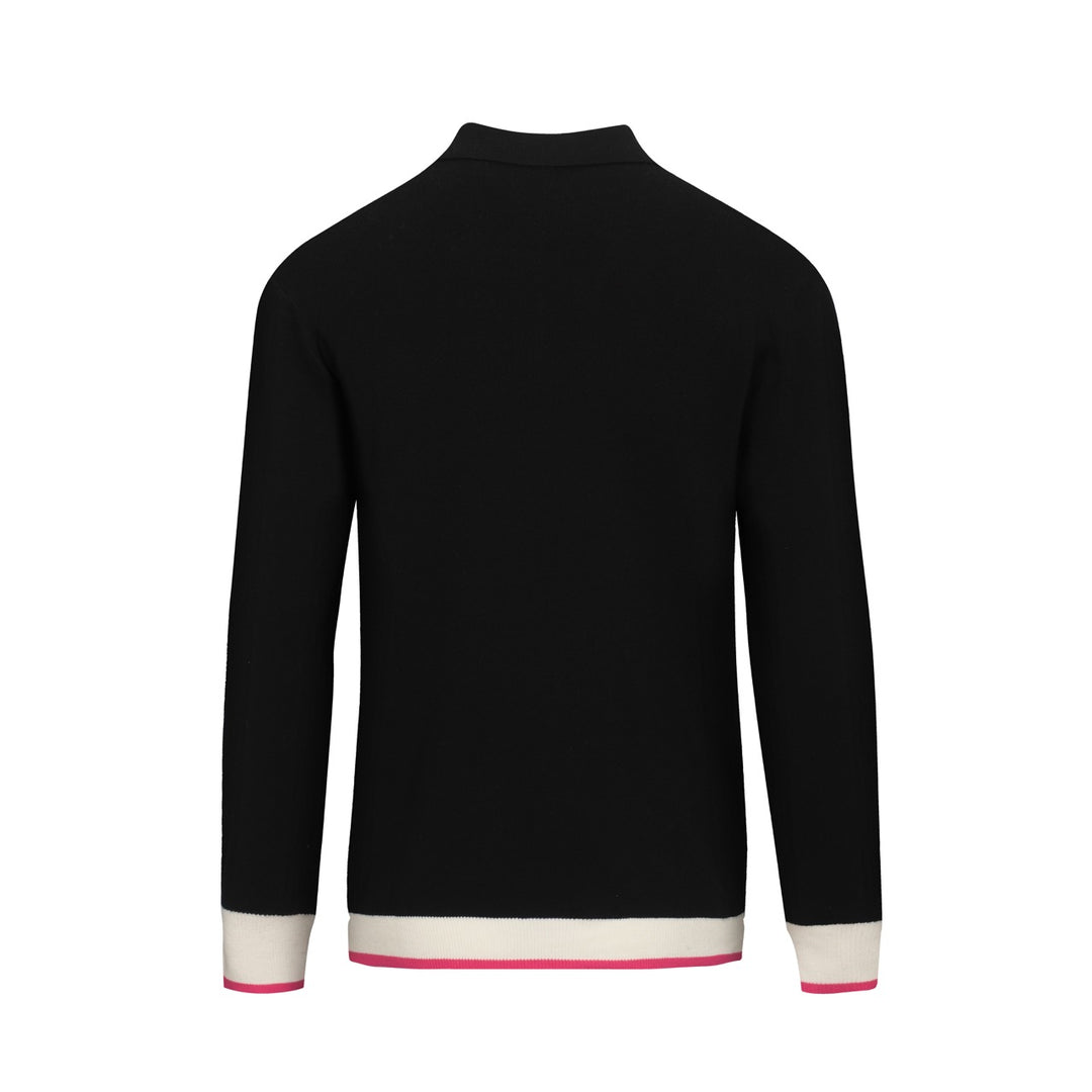 Svart street retro strikket poloskjorte for menn