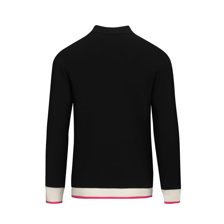 Svart street retro strikket poloskjorte for menn