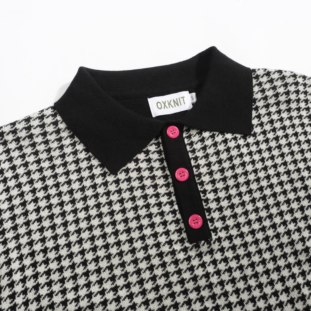 Svart street retro strikket poloskjorte for menn