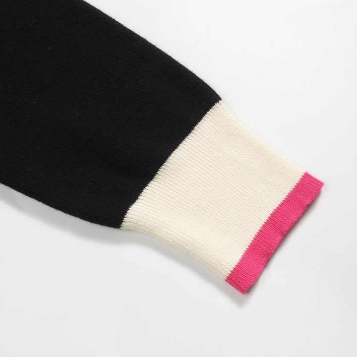 Svart street retro strikket poloskjorte for menn