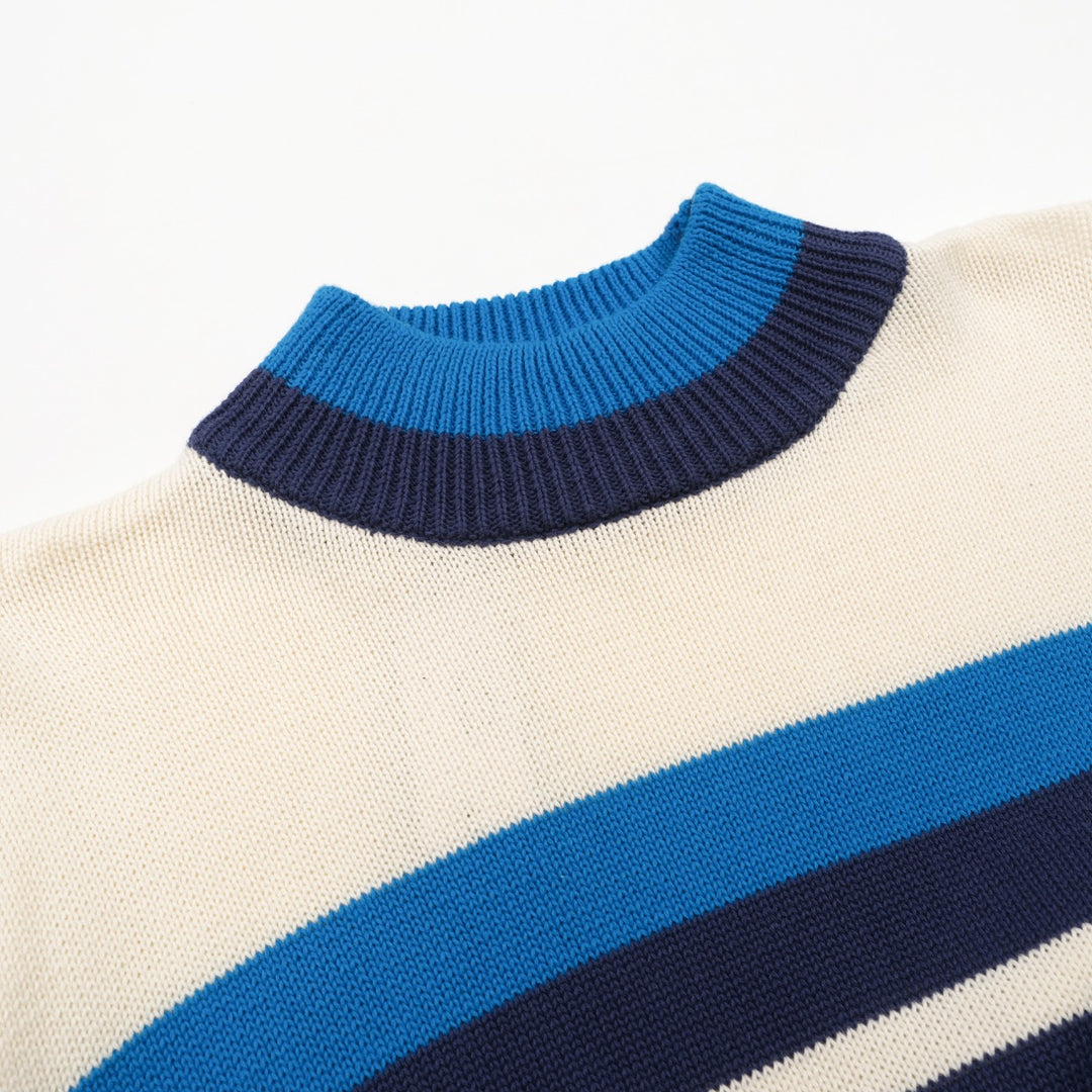 Men's white fashionable artistic striped knitwear